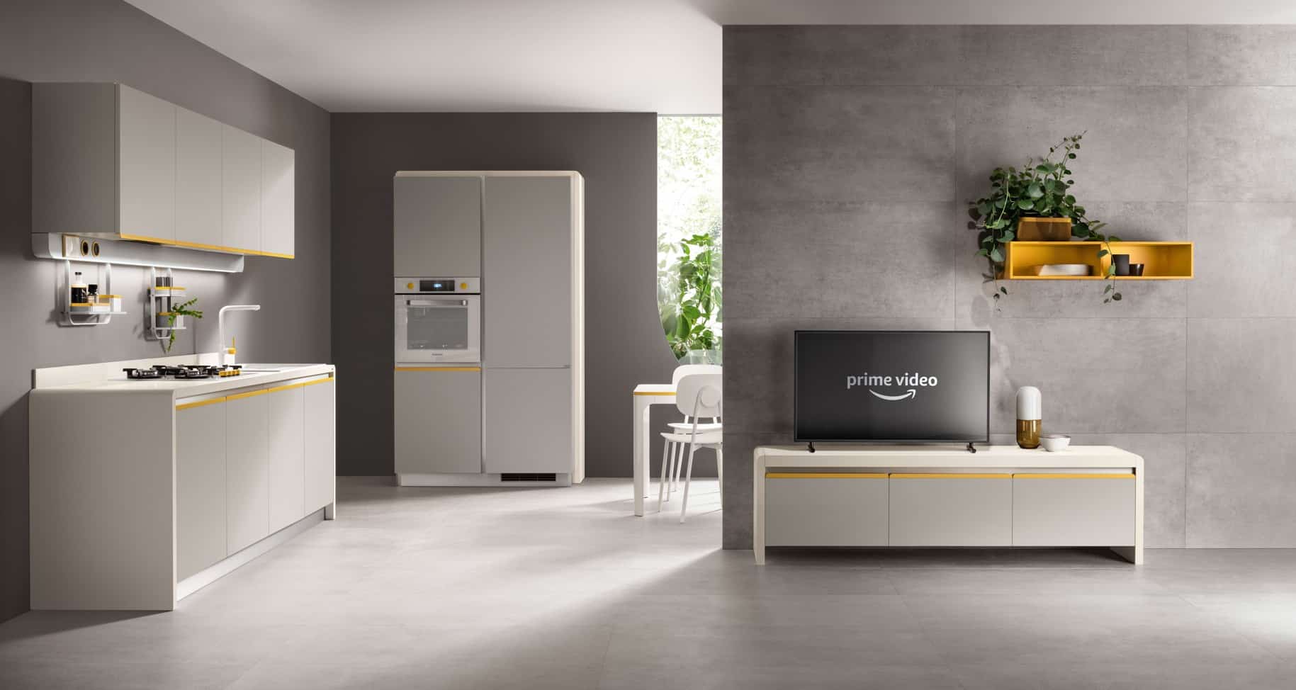 Moderni keittiö ja olohuone