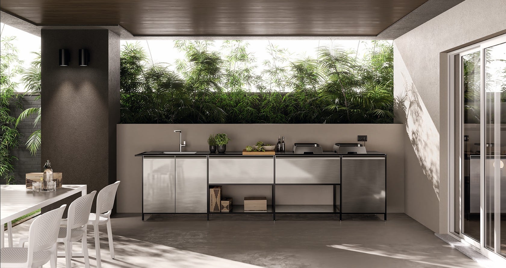 Tyylikäs ulkokäyttöinen keittiö