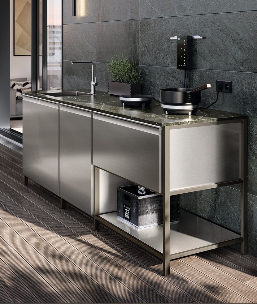 Moderni ulkokäyttöön tarkoitettu keittiö